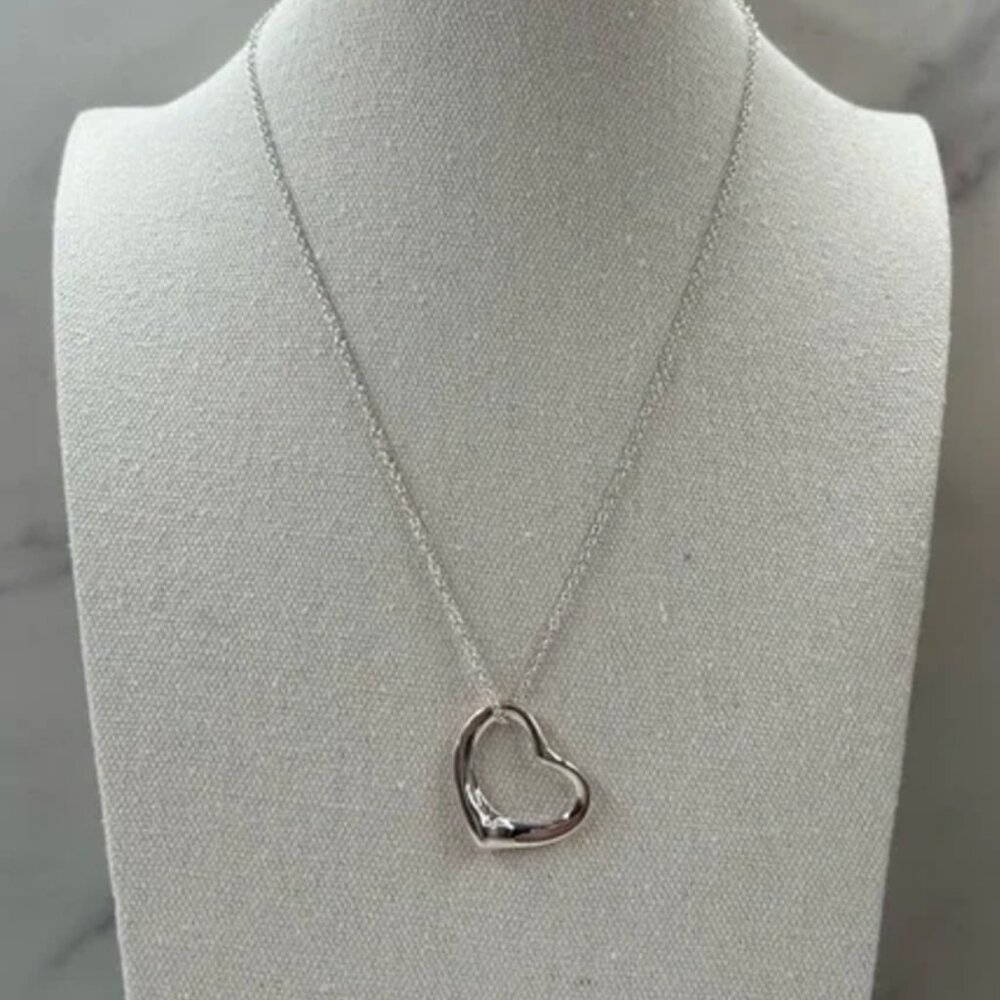 Tiffany & Co. Elsa Peretti Large Floating Heart Sterling Silver EUC - Picture 6 of 7